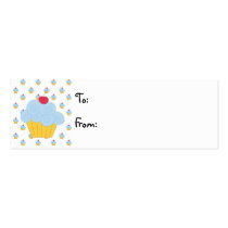 Blue Cupcake Birthday Gift Tags business cards