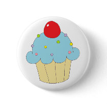 Blue Cupcake Pinback Button