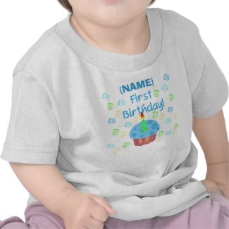 Blue Cupcake First Birthday Customizable shirt