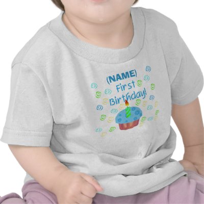 Blue Cupcake First Birthday Customizable Tshirts by kids_birthdays