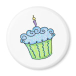 Blue cupcake fridge magnets