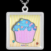Blue Cupcake Necklace