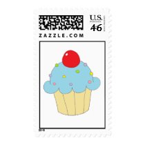 Blue Cupcake Postage Stamp