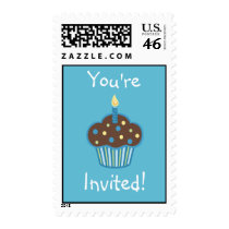 Blue Cupcake Postage Stamp stamps