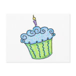 Blue cupcake post card