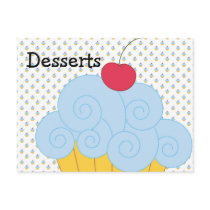 Blue Cupcake Recipe Card postcards by 13BlackCatsDesigns Blue Cupcake Recipe Card postcards