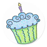 Blue cupcake stickers