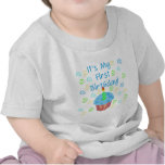 Blue Cupcake with Candle First Birthday T Shirts