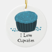Blue Cupcake with Sprinkles Christmas Ornament