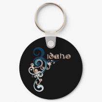 Blue Curly Swirl Idaho Keychain Dark
