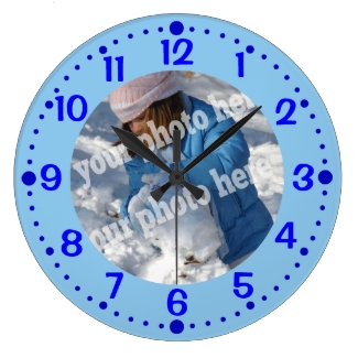 Blue Custom Photo Clock with Minutes Template