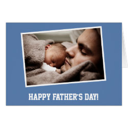 Blue Custom PHOTO Happy Fathers Day Cards