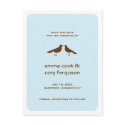 Blue custom save the date love birds flat card postcard