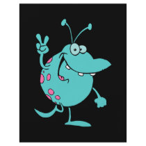 blue cute cartoon peace gesture alien dude flyer