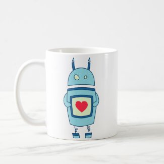 Blue Cute Clumsy Robot With Heart
