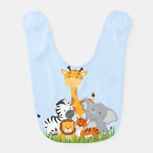 Blue Cute Jungle Baby Animal Baby Bib Zazzle
