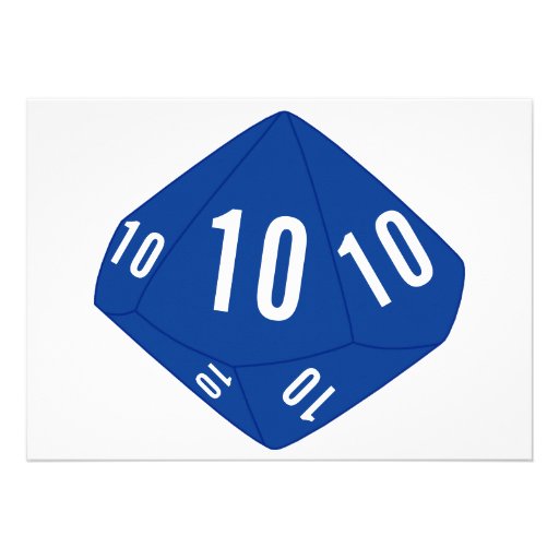Blue D10 Table Number Card