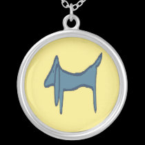Blue Dachshund Abstract Fauvism necklaces