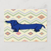 Blue Dachshund Abstract Fauvism postcards