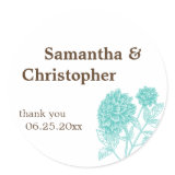 Blue dahlia flower wedding favor tag seal label stickers
