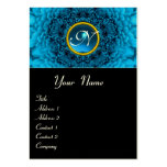 BLUE DAHLIA  MONOGRAM, SAPPHIRE black yellow Business Card Template