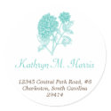 Blue dahlia simple elegance circle address label sticker