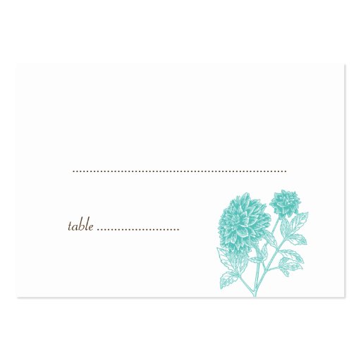 Blue dahlia wedding escort seating place cards business card template (front side)