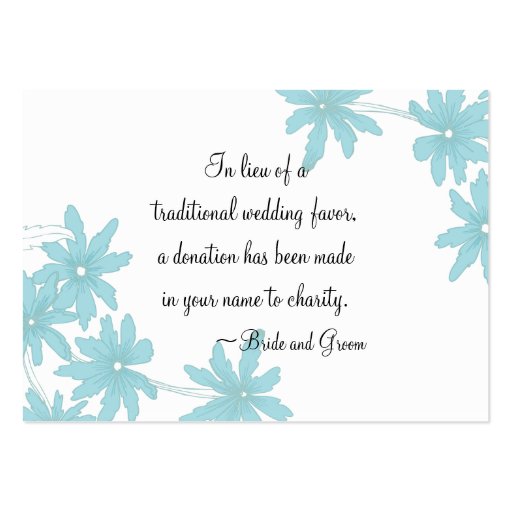 Blue Daisies Wedding Charity Favor Card Business Card (front side)