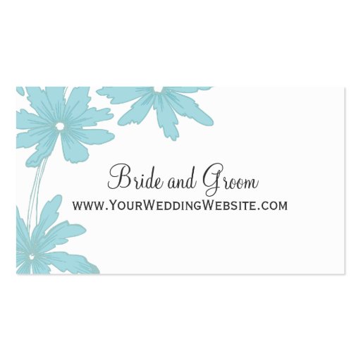Blue Daisies Wedding Website Card Business Card Template (front side)