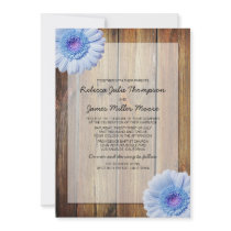 Blue Daisy - Barn Wood - Wedding Invitations
