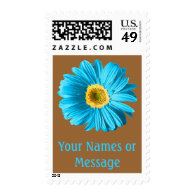 Blue Daisy Flower Custom Name/Text Stamp