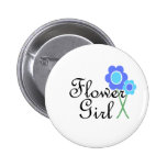 Blue Daisy Flower Girl Pinback Buttons