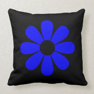 Blue Daisy Throw Pillow