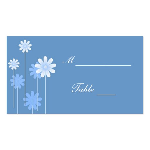 Blue Daisy Wedding Place Card Holders Business Card Template (front side)