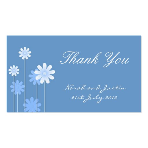 Blue Daisy Wedding Thank You Card Business Card (front side)