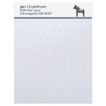 "Blue Dala Horse Custom" letterhead