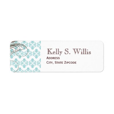 Blue Damask Address Labels