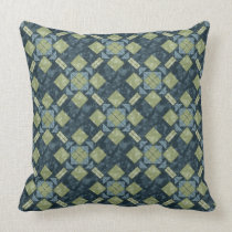 blue damask  American MoJo Throw Pillows