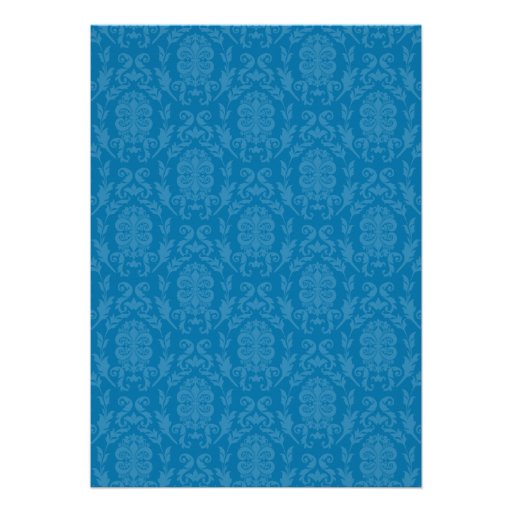 Blue Damask and Florals Bridal Shower Invitations