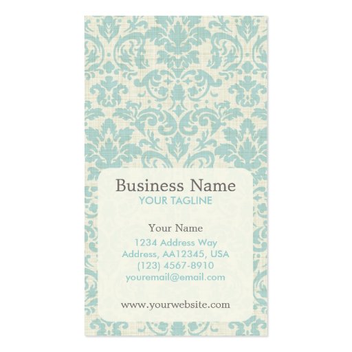 Blue Damask Appointment Business Card (front side)