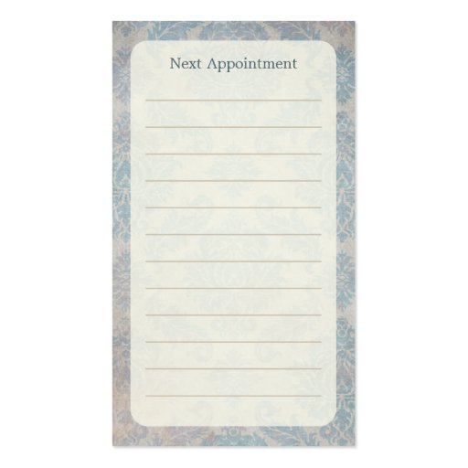 Blue Damask Appointment Business Card (back side)