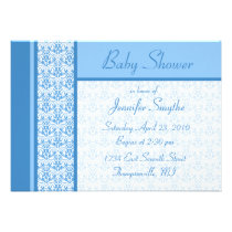 Blue Damask Baby Shower Invitation invitations