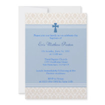 Blue Damask Baptism/Christening Invitation