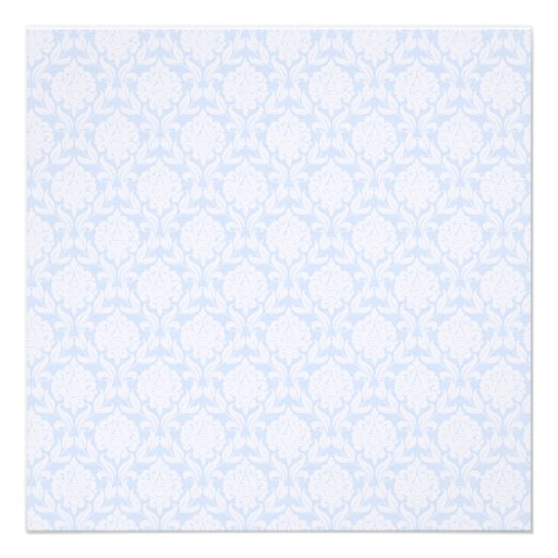 Blue Damask Baptism Invitations