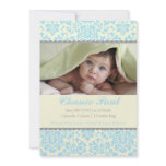Blue Damask Birth Announcement
