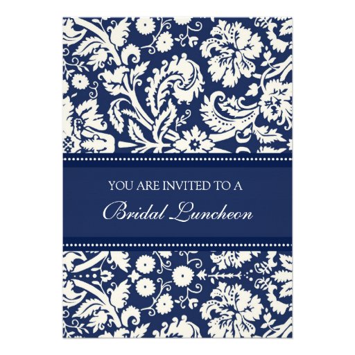 Blue Damask Bridal Luncheon Invitation Cards
