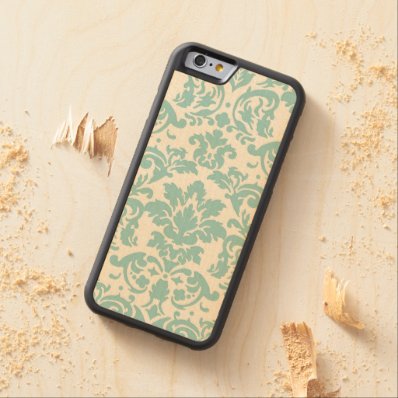 Blue damask carved® maple iPhone 6 bumper