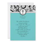 Blue Damask Christian Wedding Invitation