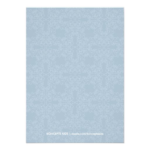 Blue Damask & Cross Baptism Invitations