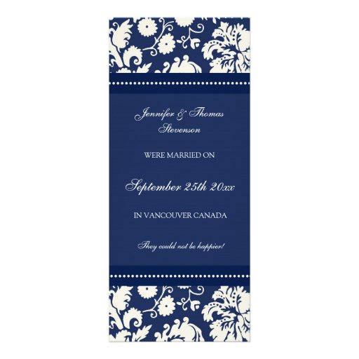 Blue Damask Elopement Announcement Cards